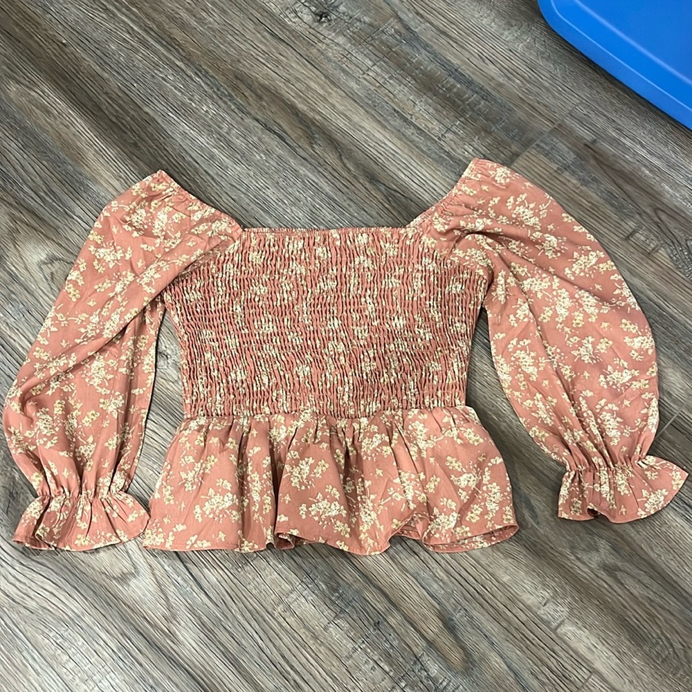Paper crane smocked top